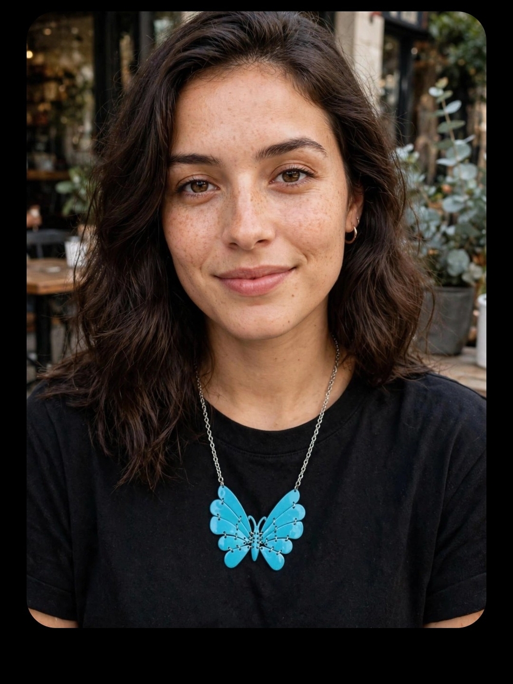 Butterfly Pendant Necklace in Turquoise Blue - Women's Jewelry